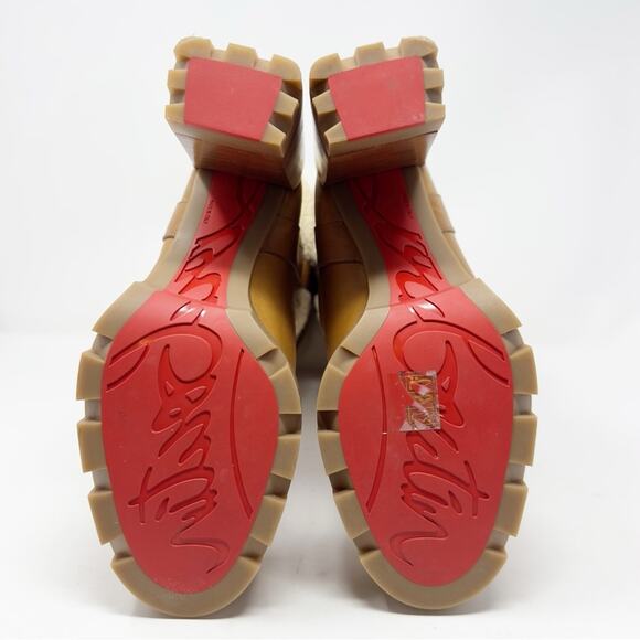 Christian Louboutin Brodeback Shearling Brown Leather Platform Boots Size 40 - Picture 3 of 14